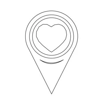Map Pointer Heart Icon Stock Illustration