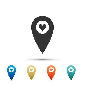 Map pointer with heart icon isolated on white background. Valentines day. Love イラスト素材