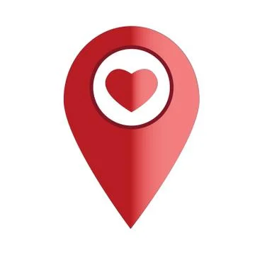 Map pointer with heart icon on white background. flat style. love location ic Illustrazione stock