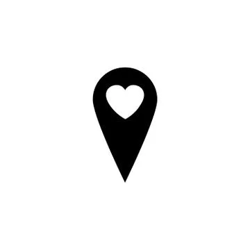 Map pointer with heart solid icon Stock Illustration