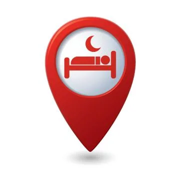 Map pointer with hotel icon Illustrazione stock