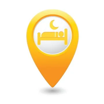 Map pointer with hotel icon Illustrazione stock