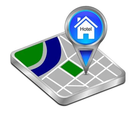 Map pointer with Hotel Symbol - 3D illustration 스톡 일러스트