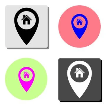 Map pointer house. Home location marker. flat vector icon Illustrazione stock