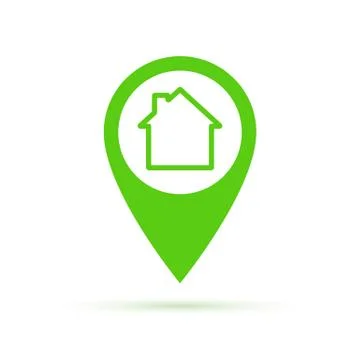 Map pointer with house symbol. Vector illustration. Stock Illustration