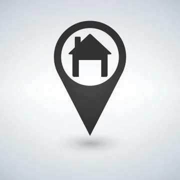 Map pointer with house vector icon Stock Illustration