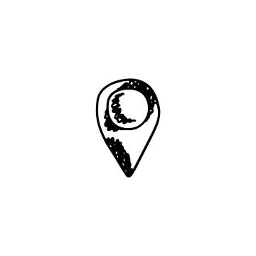 Map pointer icon in black and white hand drawn sketch vector illustration 스톡 일러스트