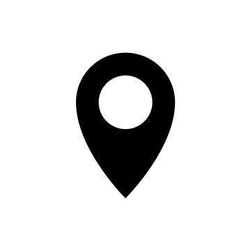 Map pointer icon. Black, minimalist icon isolated on white background. Illustrazione stock