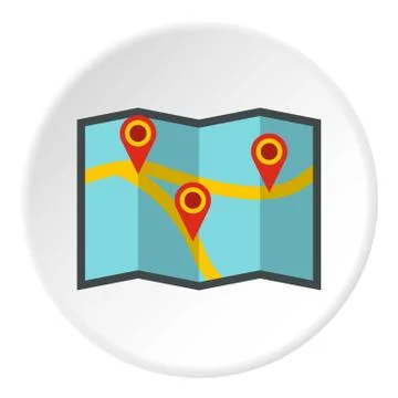 Map with pointer icon circle 库存插图