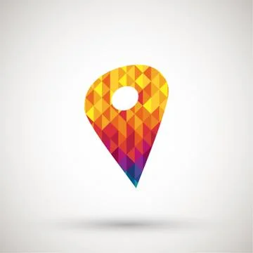 Map pointer icon with colorful diamond Stock Illustration