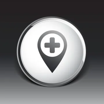 Map Pointer Icon With Cross, Hospital, First Aid Sign Illustrazione stock