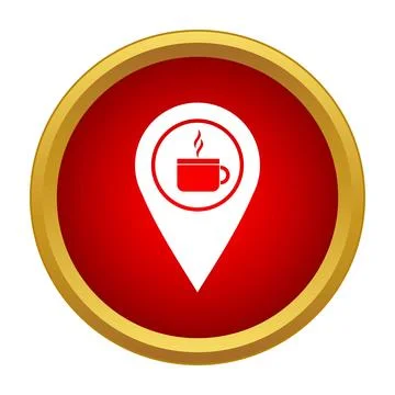 Map pointer icon finding coffee shop location Stock Illustration