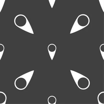 Map pointer icon. GPS location symbol. Seamless pattern on a gray background. Illustrazione stock