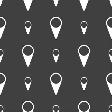 Map pointer icon. GPS location symbol. Seamless pattern on a gray background. Stockillustratie