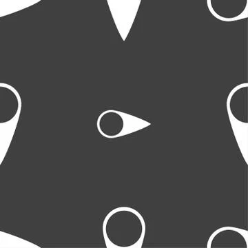 Map pointer icon. GPS location symbol. Seamless pattern on a gray background. Illustrazione stock