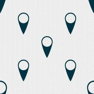 Map pointer icon. GPS location symbol. Seamless abstract background with geometr イラスト素材