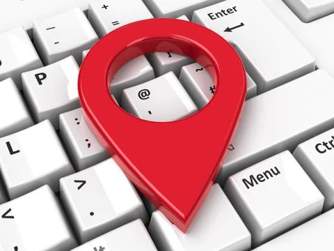 Map pointer icon on keyboard Stock Illustration