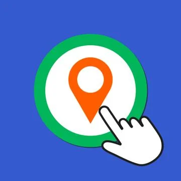 Map pointer icon. Location, destination concept. Hand Mouse Cursor Clicks the Stock Illustration