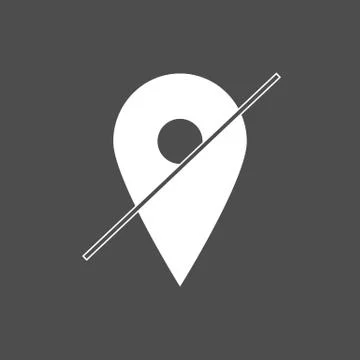 Map pointer icon. Location off. GPS location symbol. Flat design. Grey on white Stock Illustration