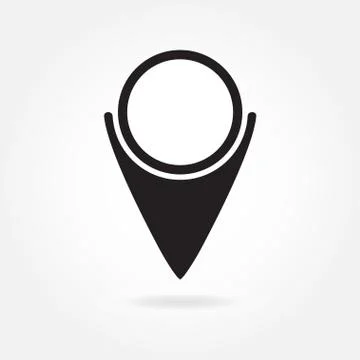 Map pointer icon or sign isolated on white background. Black vector illustration Stock Illustration