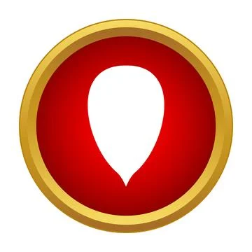 Map pointer icon in red circle with gold border Stock Illustration