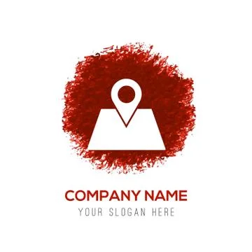 Map with pointer icon  - Red WaterColor Circle Splash 库存插图