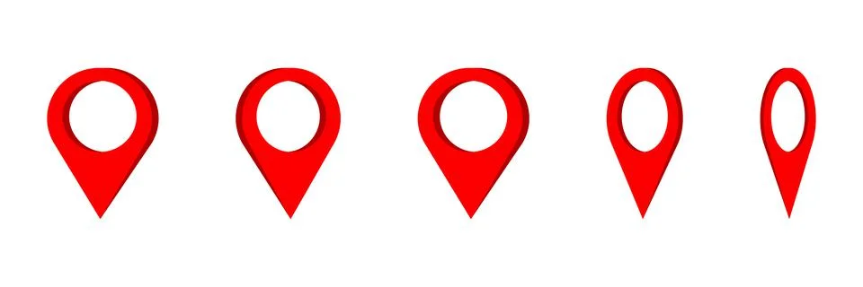 Map pointer icon . Set of 3D red location pointers. Map pin . Vector iluustra Illustrazione stock