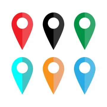 Map pointer icon. Set. GPS location symbol. Flat design. Vektor illustration. Stock-Illustration