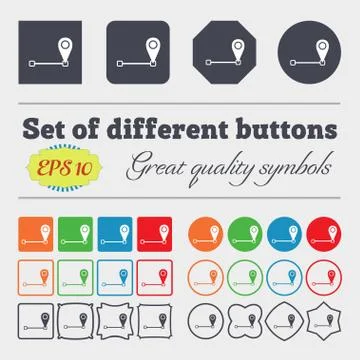 Map pointer icon sign. Big set of colorful, diverse, high-quality buttons. Ve 스톡 일러스트