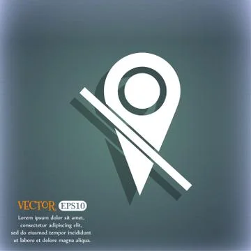 Map pointer icon sign. On the blue-green abstract background with shadow and  イラスト素材