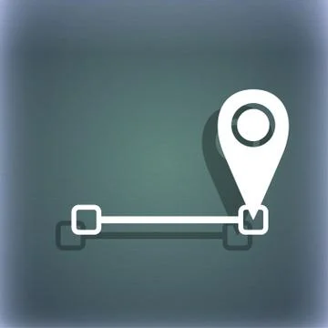 Map pointer icon sign. On the blue-green abstract background with shadow and spa イラスト素材