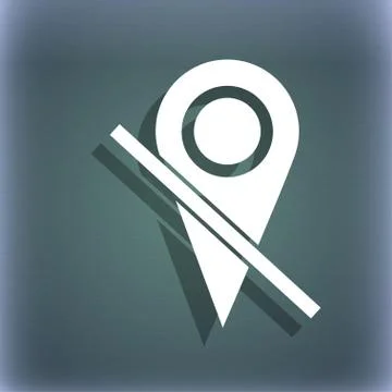 Map pointer icon sign. On the blue-green abstract background with shadow and spa イラスト素材