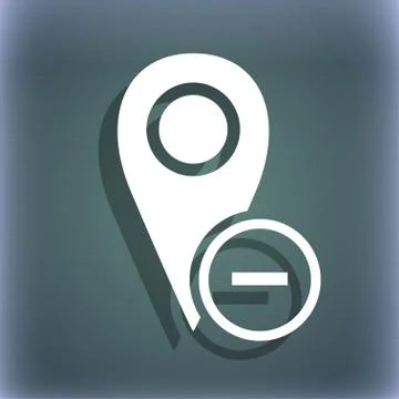 Map pointer icon sign. On the blue-green abstract background with shadow and spa イラスト素材