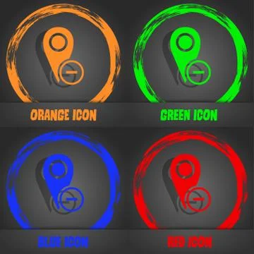 Map pointer icon sign. Fashionable modern style. In the orange, green, blue,  Stock Illustration