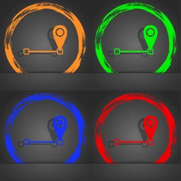 Map pointer icon sign. Fashionable modern style. In the orange, green, blue, red イラスト素材