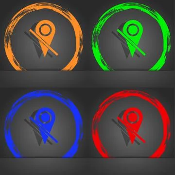 Map pointer icon sign. Fashionable modern style. In the orange, green, blue, red イラスト素材