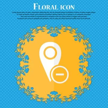 Map pointer icon sign. Floral flat design on a blue abstract background with  イラスト素材