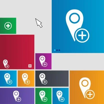 Map pointer icon sign. Metro style buttons. Modern interface website buttons wit Stock Illustration
