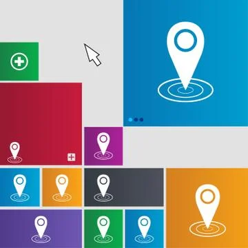 Map pointer icon sign. Metro style buttons. Modern interface website buttons wit 스톡 일러스트