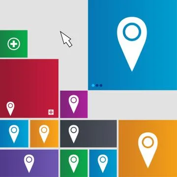 Map pointer icon sign. Metro style buttons. Modern interface website buttons wit 스톡 일러스트