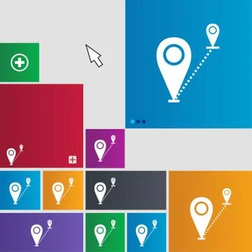 Map pointer icon sign. Metro style buttons. Modern interface website buttons wit Illustrazione stock