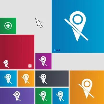 Map pointer icon sign. Metro style buttons. Modern interface website buttons wit 스톡 일러스트