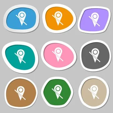 Map pointer icon sign. Multicolored paper stickers. Vector Stock Illustration