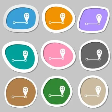 Map pointer icon sign. Multicolored paper stickers. Vector Stock Illustration