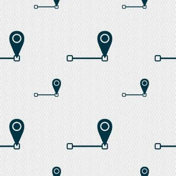 Map pointer icon sign. Seamless pattern with geometric texture. Vector Illustrazione stock