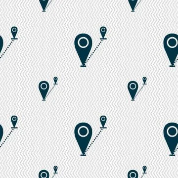 Map pointer icon sign. Seamless pattern with geometric texture. Vector Stock Illustration