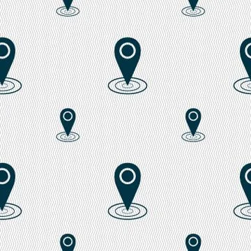 Map pointer icon sign. Seamless pattern with geometric texture. Vector Illustrazione stock