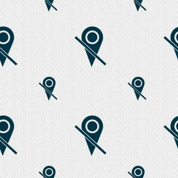 Map pointer icon sign. Seamless pattern with geometric texture. Vector 스톡 일러스트