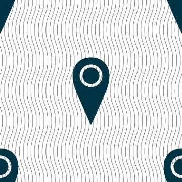 Map pointer icon sign. Seamless pattern with geometric texture. Vector Illustrazione stock