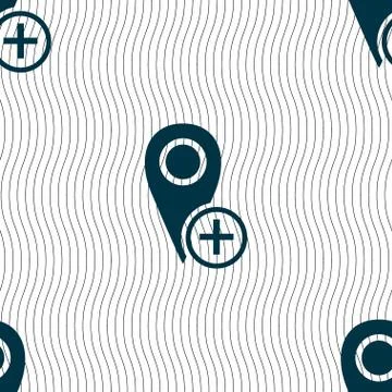Map pointer icon sign. Seamless pattern with geometric texture. Vector Illustrazione stock